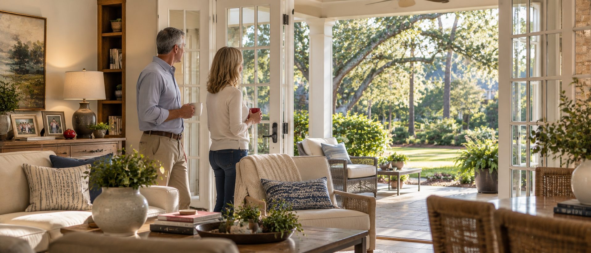 A longtime Northwest Florida couple talks together in their home while considering what their next move might look like.